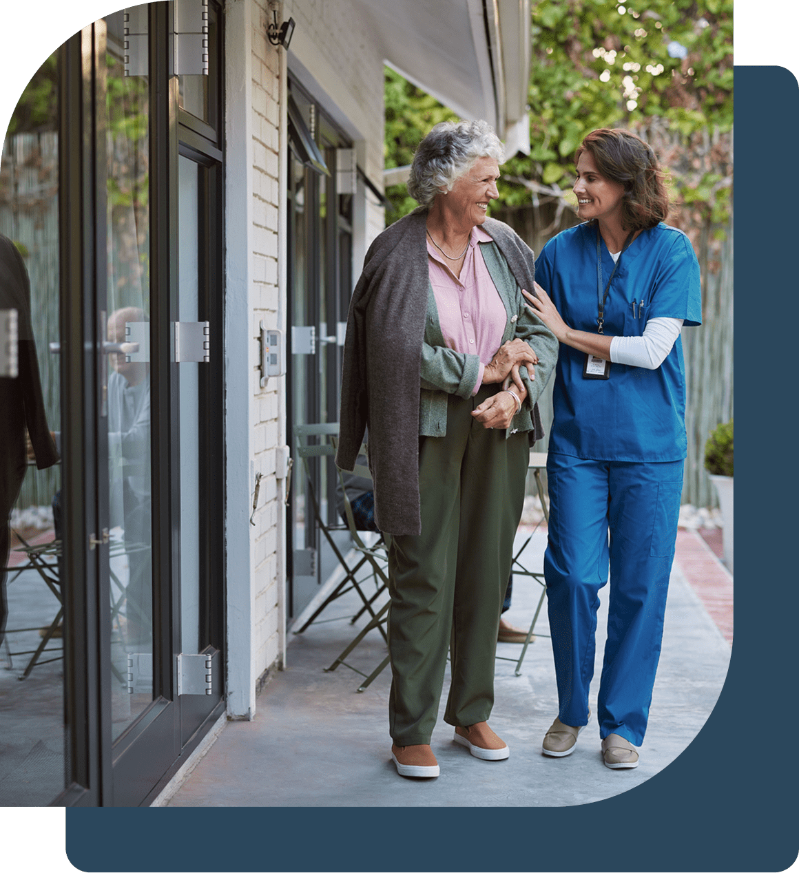 Healthcare worker supporting older adult